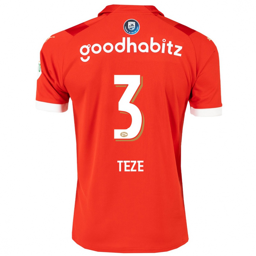 Damen Fußball Teze #3 Rot Heimtrikot Trikot 2023/24 T-Shirt Luxemburg