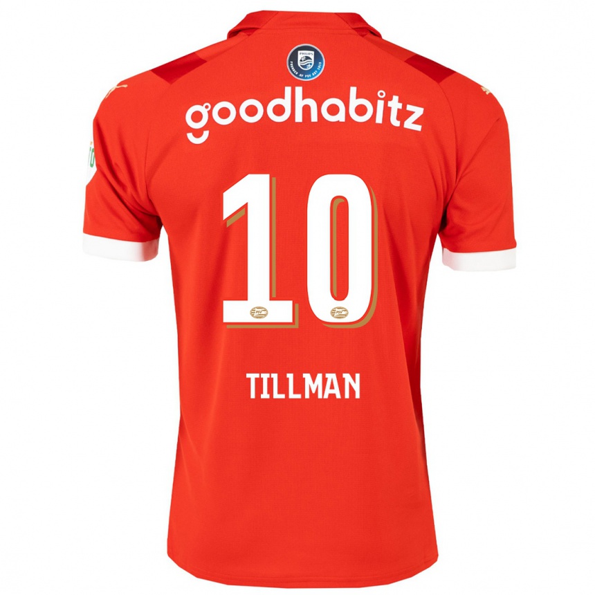 Damen Fußball Malik Tillman #10 Rot Heimtrikot Trikot 2023/24 T-Shirt Luxemburg