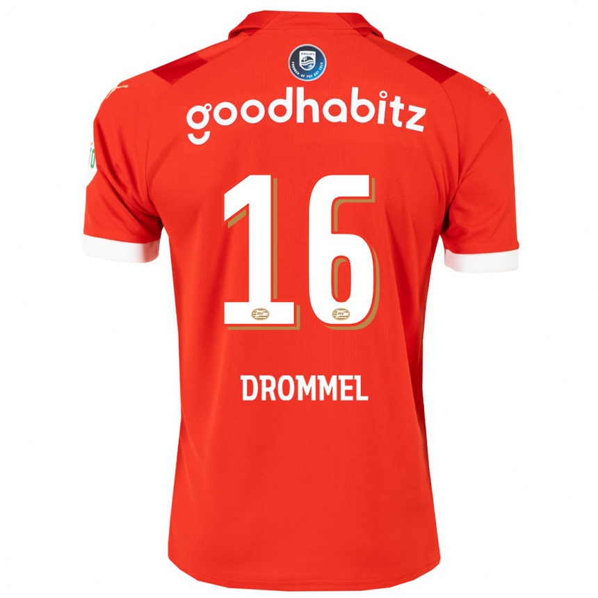 Damen Fußball Joel Drommel #16 Rot Heimtrikot Trikot 2023/24 T-Shirt Luxemburg