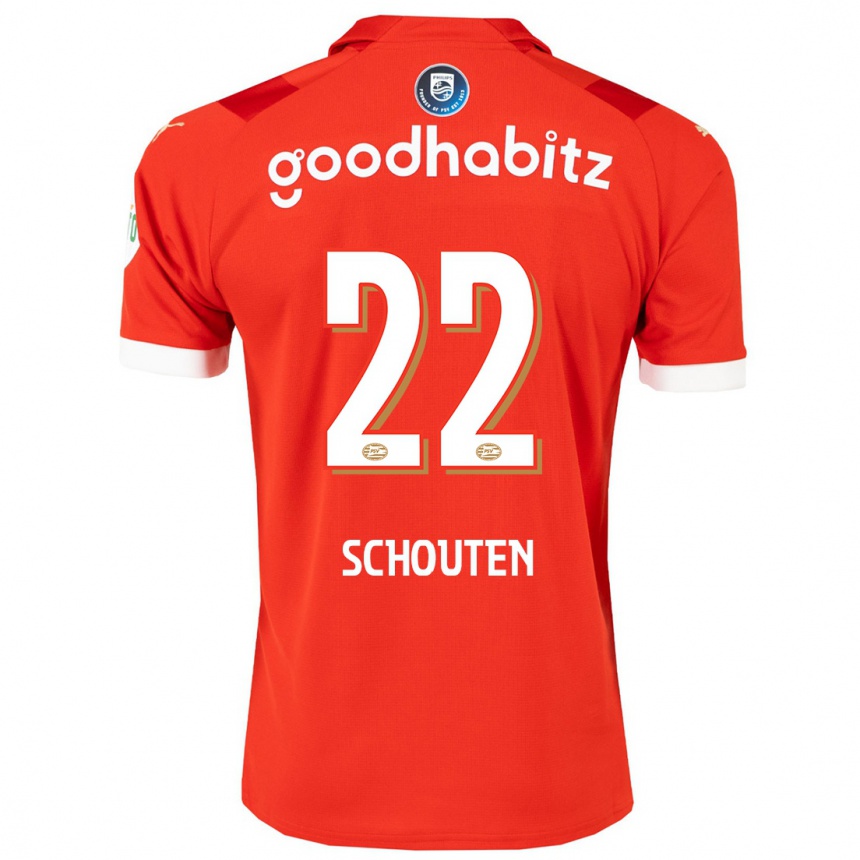 Damen Fußball Jerdy Schouten #22 Rot Heimtrikot Trikot 2023/24 T-Shirt Luxemburg