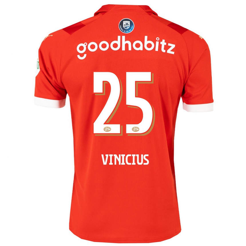 Damen Fußball Carlos Vinicius #25 Rot Heimtrikot Trikot 2023/24 T-Shirt Luxemburg