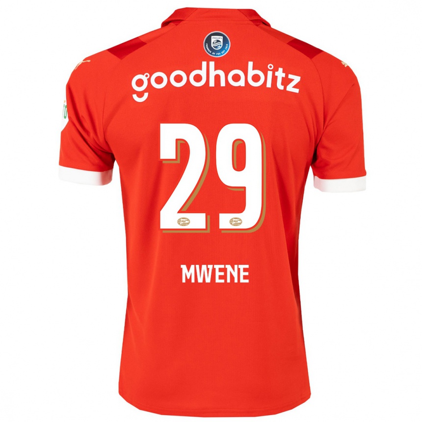 Damen Fußball Phillipp Mwene #29 Rot Heimtrikot Trikot 2023/24 T-Shirt Luxemburg