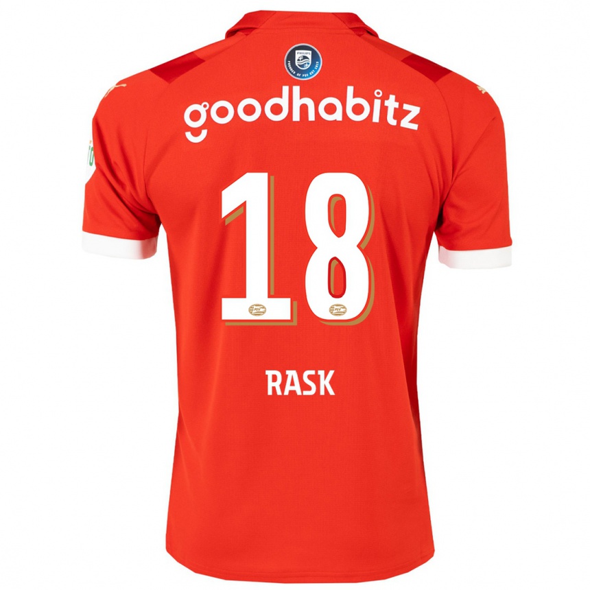 Damen Fußball Caroline Rask #18 Rot Heimtrikot Trikot 2023/24 T-Shirt Luxemburg