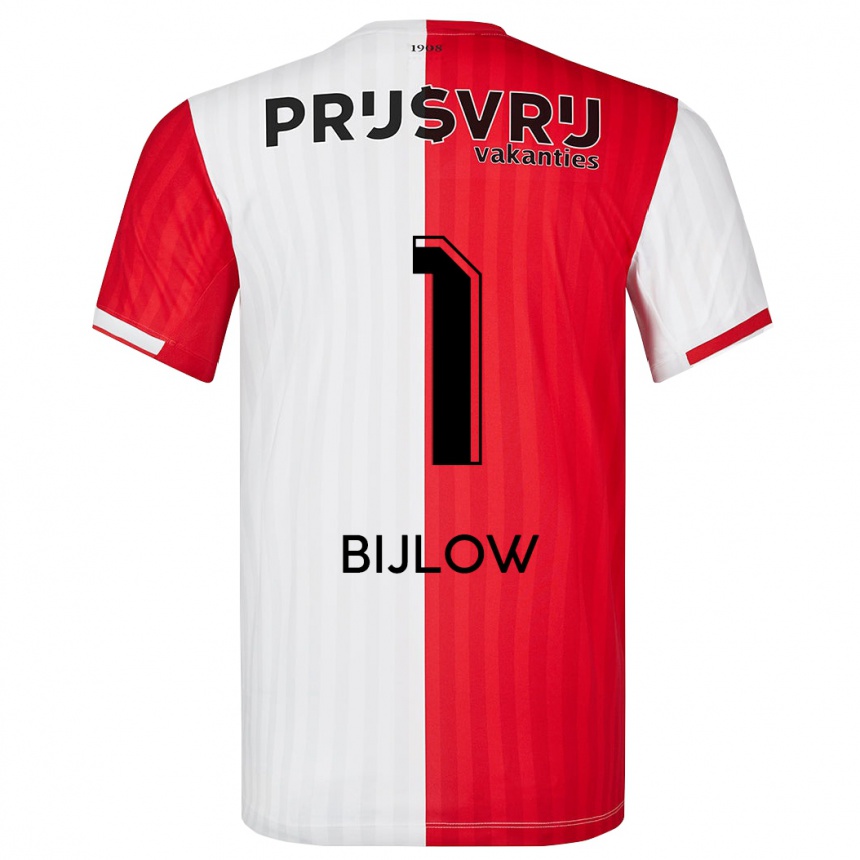 Damen Fußball Justin Bijlow #1 Rot-Weiss Heimtrikot Trikot 2023/24 T-Shirt Luxemburg