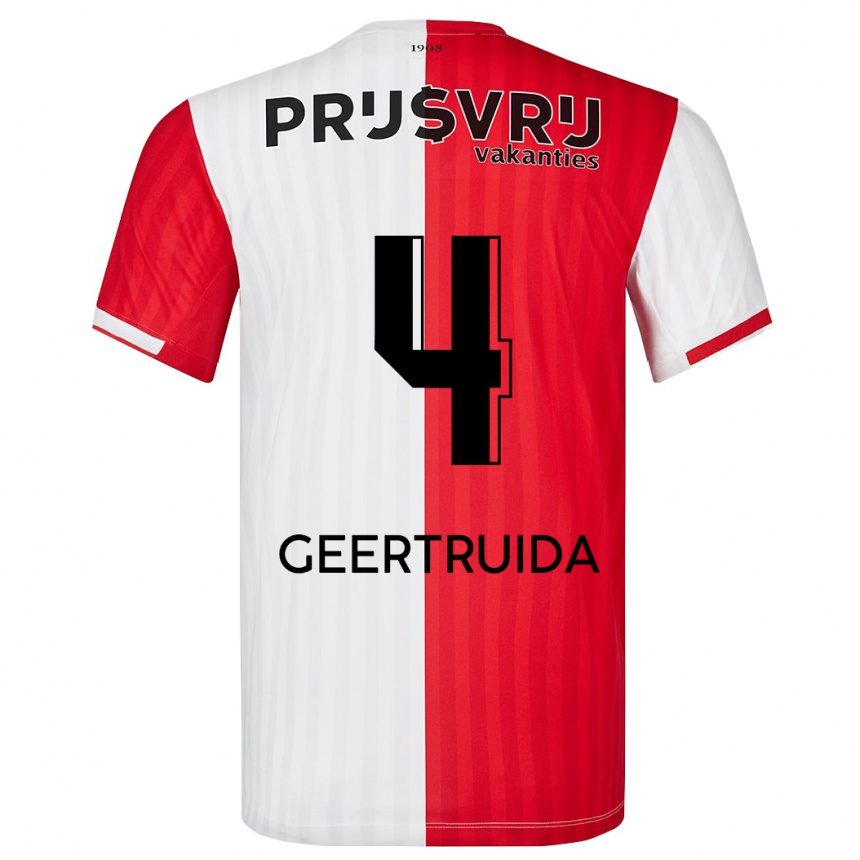 Damen Fußball Lutsharel Geertruida #4 Rot-Weiss Heimtrikot Trikot 2023/24 T-Shirt Luxemburg