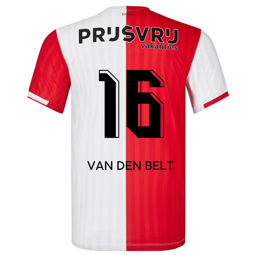 Damen Fußball Thomas Van Den Belt #16 Rot-Weiss Heimtrikot Trikot 2023/24 T-Shirt Luxemburg