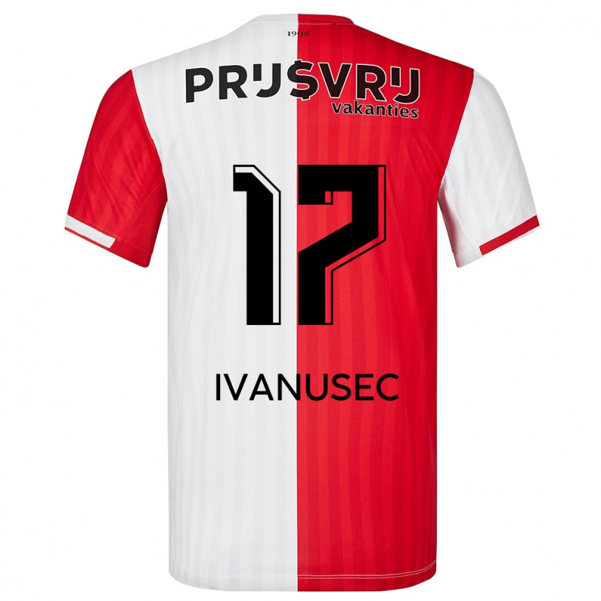 Damen Fußball Luka Ivanusec #17 Rot-Weiss Heimtrikot Trikot 2023/24 T-Shirt Luxemburg