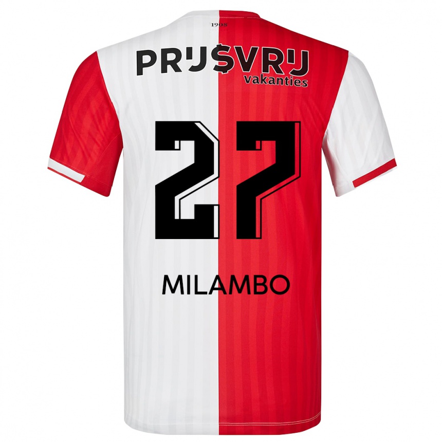 Damen Fußball Antoni Milambo #27 Rot-Weiss Heimtrikot Trikot 2023/24 T-Shirt Luxemburg
