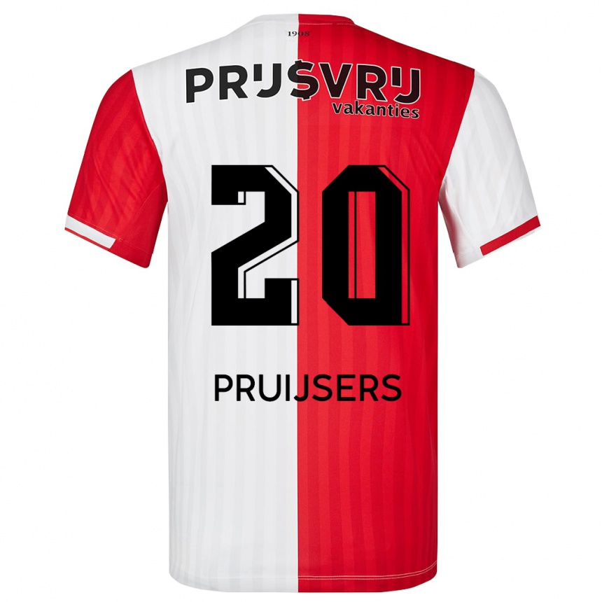 Damen Fußball Tom Pruijsers #20 Rot-Weiss Heimtrikot Trikot 2023/24 T-Shirt Luxemburg
