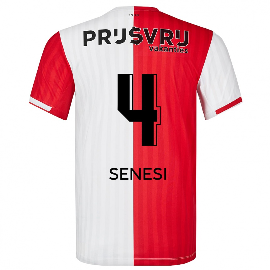 Damen Fußball Marcos Senesi #4 Rot-Weiss Heimtrikot Trikot 2023/24 T-Shirt Luxemburg