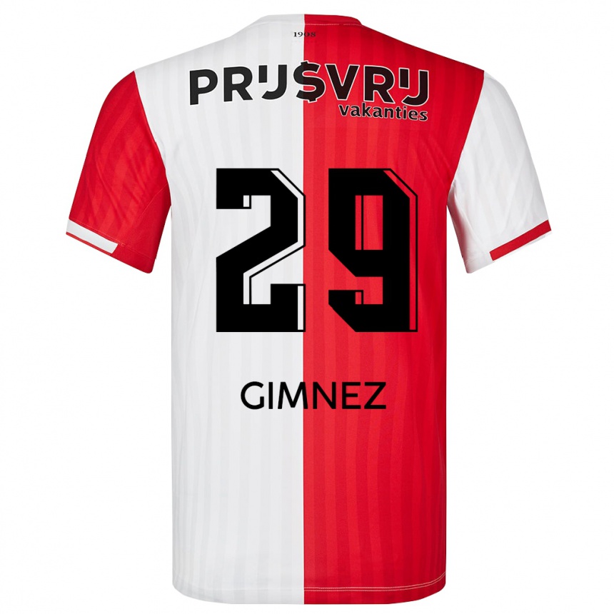 Damen Fußball Santiago Gimnez #29 Rot-Weiss Heimtrikot Trikot 2023/24 T-Shirt Luxemburg