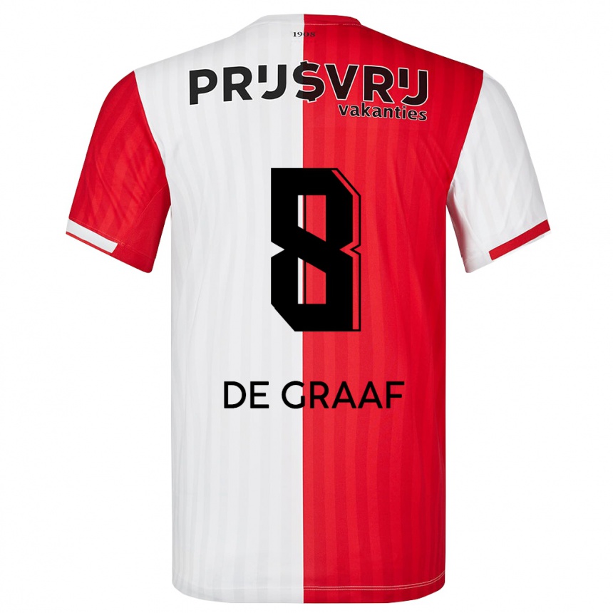 Damen Fußball Esmee De Graaf #8 Rot-Weiss Heimtrikot Trikot 2023/24 T-Shirt Luxemburg