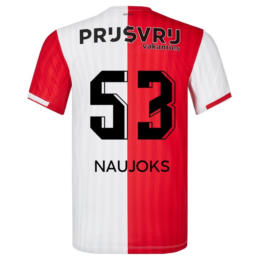 Damen Fußball Noah Naujoks #53 Rot-Weiss Heimtrikot Trikot 2023/24 T-Shirt Luxemburg