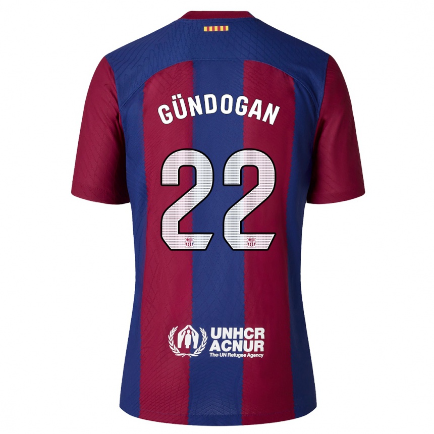 Damen Fußball Ilkay Gundogan #22 Rot Blau Heimtrikot Trikot 2023/24 T-Shirt Luxemburg