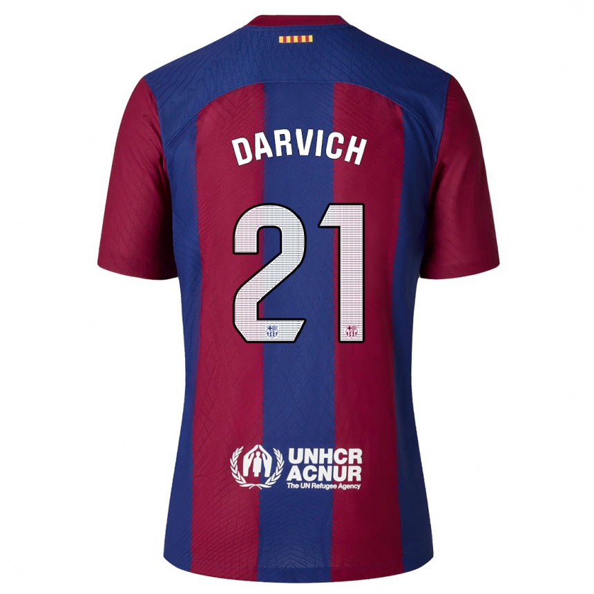 Damen Fußball Noah Darvich #21 Rot Blau Heimtrikot Trikot 2023/24 T-Shirt Luxemburg