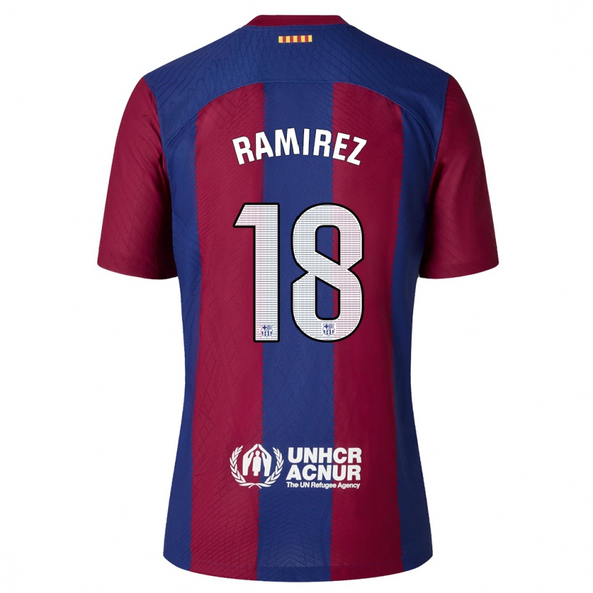 Damen Fußball Emma Ramirez #18 Rot Blau Heimtrikot Trikot 2023/24 T-Shirt Luxemburg