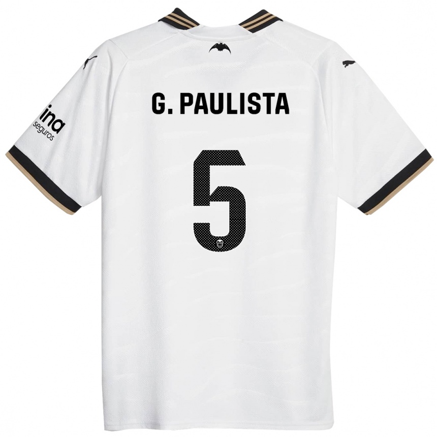 Damen Fußball Gabriel Paulista #5 Weiß Heimtrikot Trikot 2023/24 T-Shirt Luxemburg