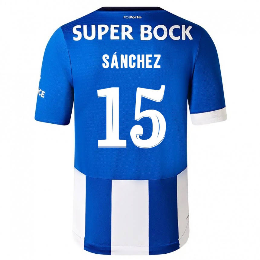 Damen Fußball Jorge Sánchez #15 Blau Weiss Heimtrikot Trikot 2023/24 T-Shirt Luxemburg