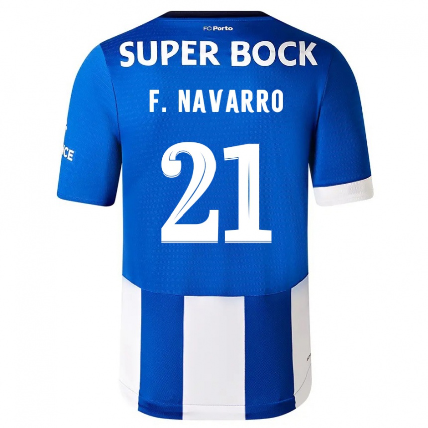 Damen Fußball Fran Navarro #21 Blau Weiss Heimtrikot Trikot 2023/24 T-Shirt Luxemburg
