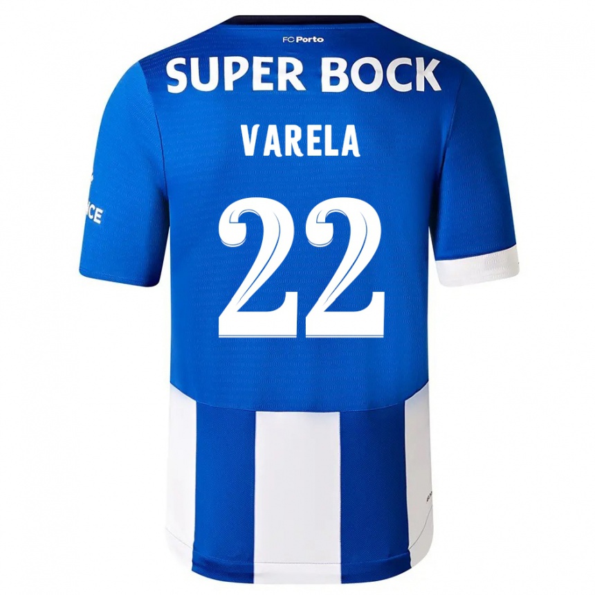 Damen Fußball Alan Varela #22 Blau Weiss Heimtrikot Trikot 2023/24 T-Shirt Luxemburg