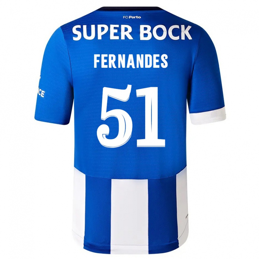 Damen Fußball Diogo Fernandes #51 Blau Weiss Heimtrikot Trikot 2023/24 T-Shirt Luxemburg