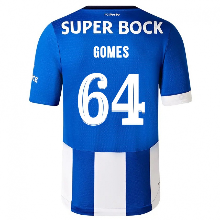 Damen Fußball Luís Gomes #64 Blau Weiss Heimtrikot Trikot 2023/24 T-Shirt Luxemburg