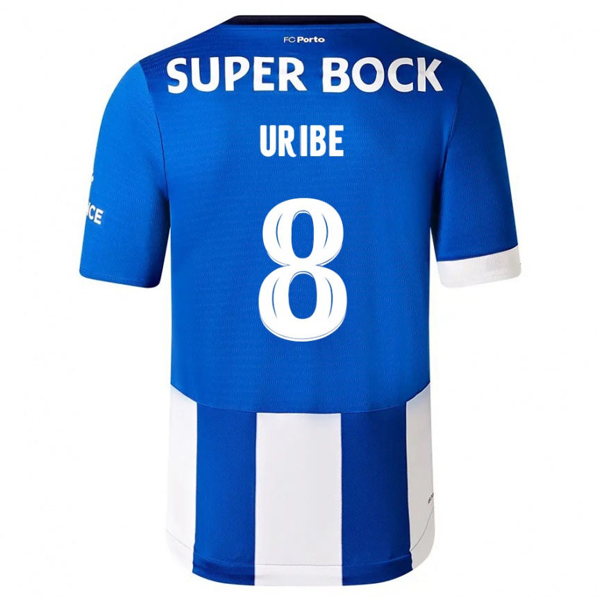 Damen Fußball Mateus Uribe #8 Blau Weiss Heimtrikot Trikot 2023/24 T-Shirt Luxemburg