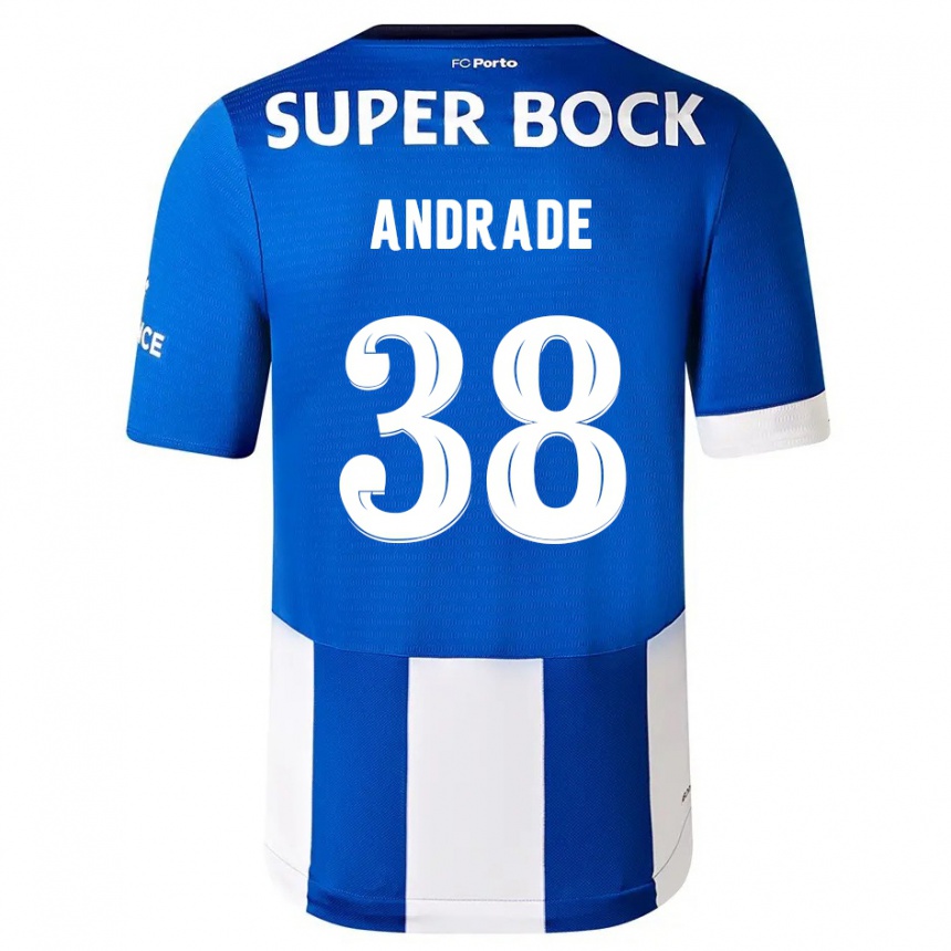 Damen Fußball Fernando Andrade #38 Blau Weiss Heimtrikot Trikot 2023/24 T-Shirt Luxemburg