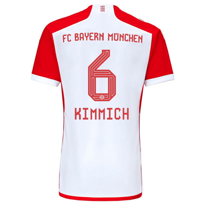 Damen Fußball Joshua Kimmich #6 Rot-Weiss Heimtrikot Trikot 2023/24 T-Shirt Luxemburg