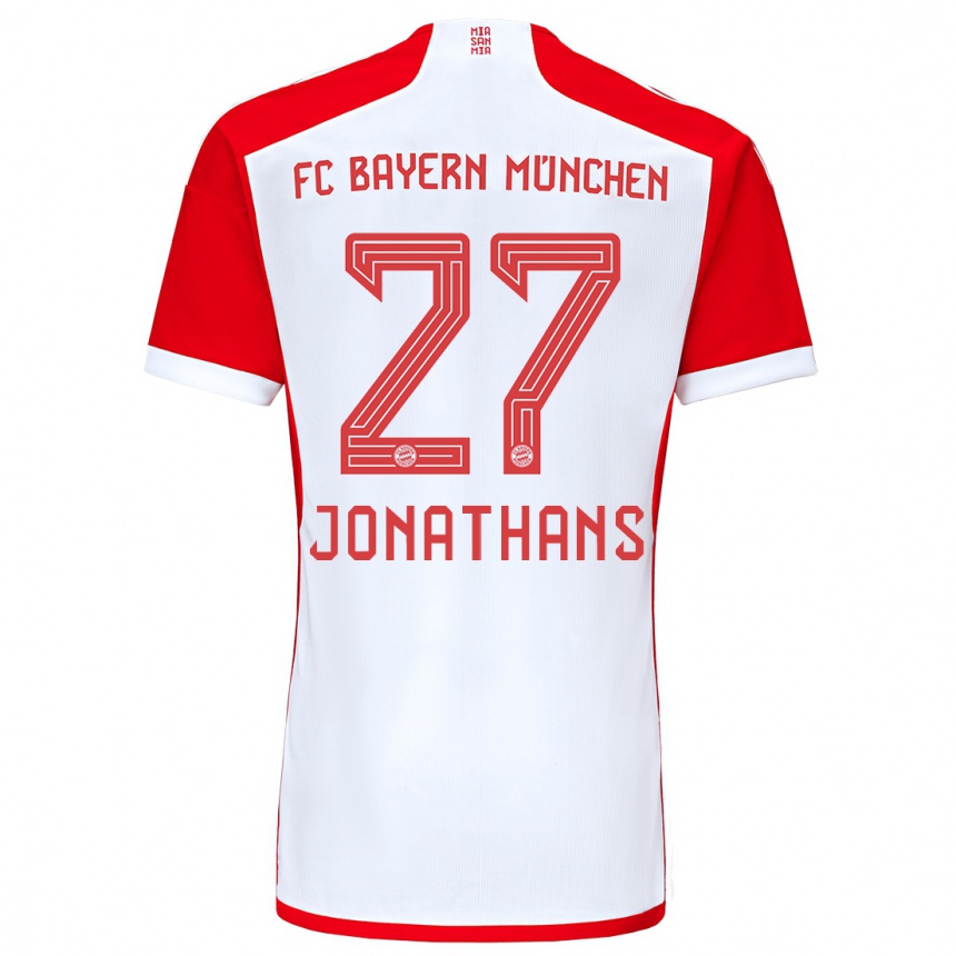 Damen Fußball David Jonathans #27 Rot-Weiss Heimtrikot Trikot 2023/24 T-Shirt Luxemburg