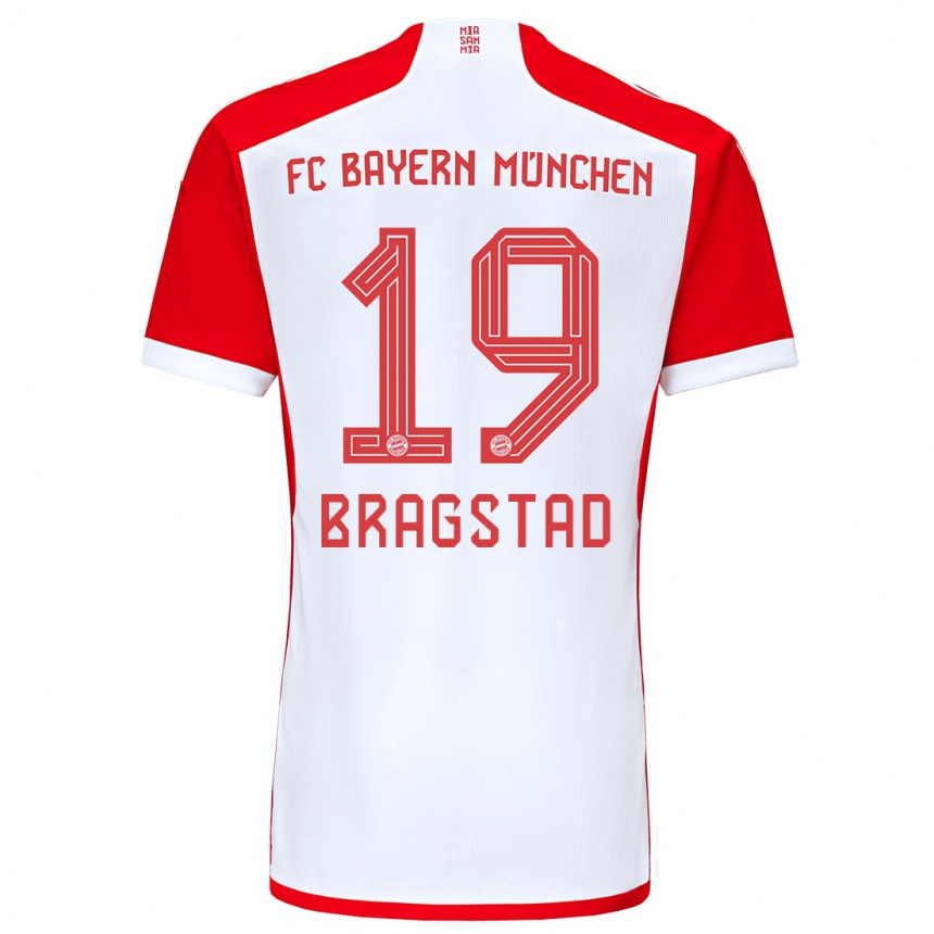 Damen Fußball Emilie Bragstad #19 Rot-Weiss Heimtrikot Trikot 2023/24 T-Shirt Luxemburg