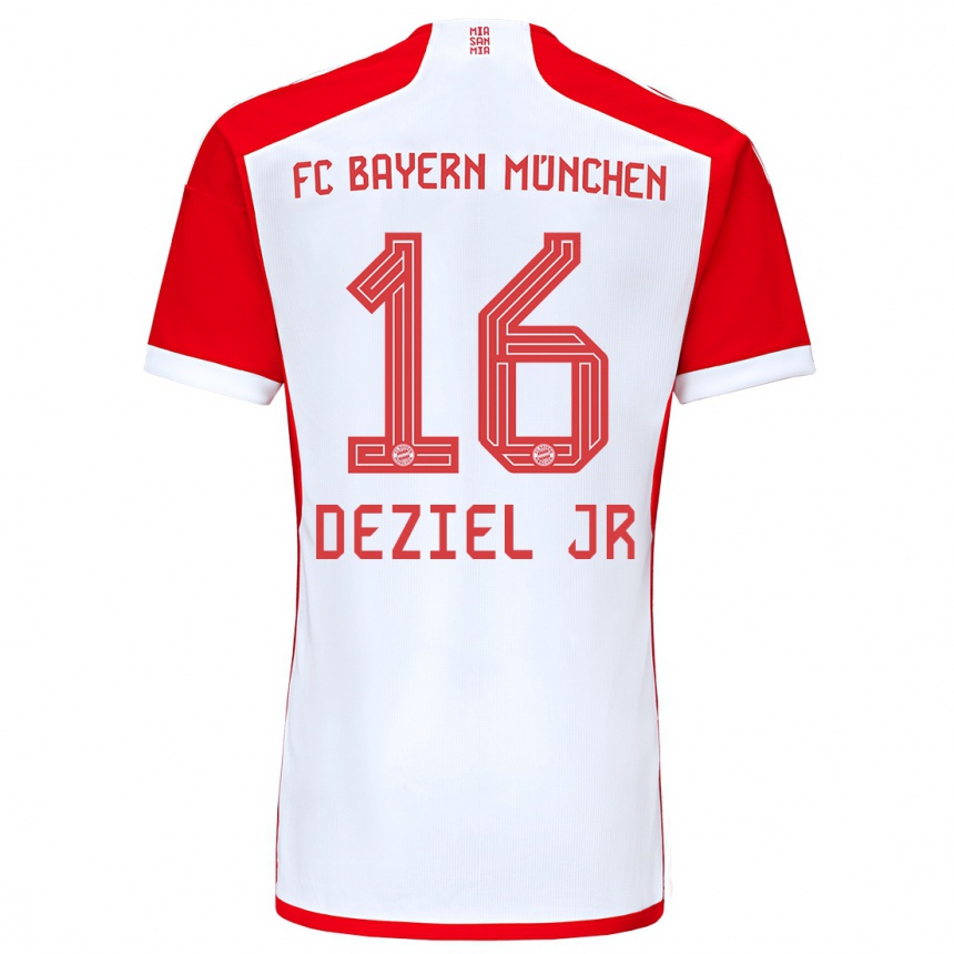 Damen Fußball Robert Deziel Jr #16 Rot-Weiss Heimtrikot Trikot 2023/24 T-Shirt Luxemburg
