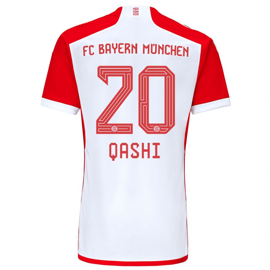 Damen Fußball Yousef Qashi #20 Rot-Weiss Heimtrikot Trikot 2023/24 T-Shirt Luxemburg