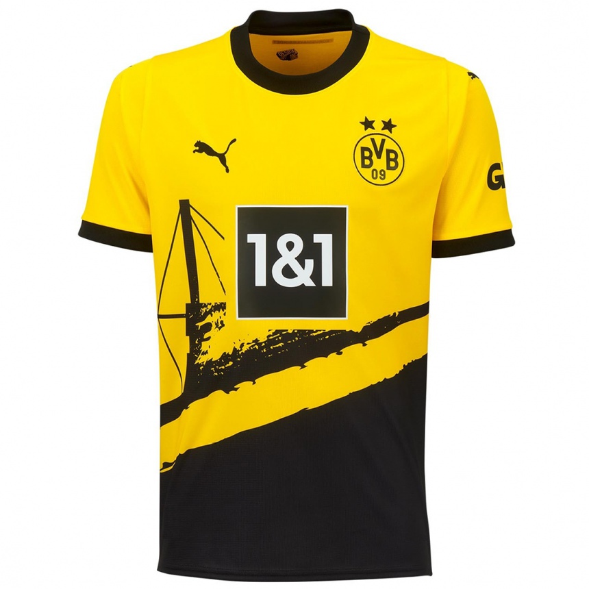 Damen Fußball Nico Schlotterbeck #4 Gelb Heimtrikot Trikot 2023/24 T-Shirt Luxemburg