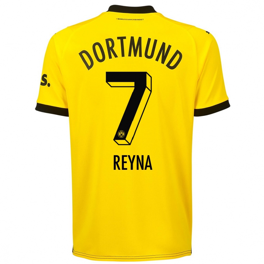 Damen Fußball Giovanni Reyna #7 Gelb Heimtrikot Trikot 2023/24 T-Shirt Luxemburg