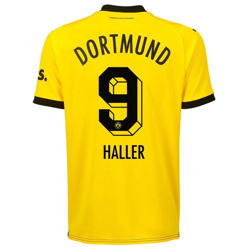 Damen Fußball Sebastien Haller #9 Gelb Heimtrikot Trikot 2023/24 T-Shirt Luxemburg