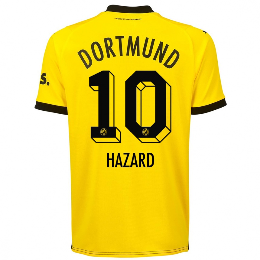 Damen Fußball Thorgan Hazard #10 Gelb Heimtrikot Trikot 2023/24 T-Shirt Luxemburg