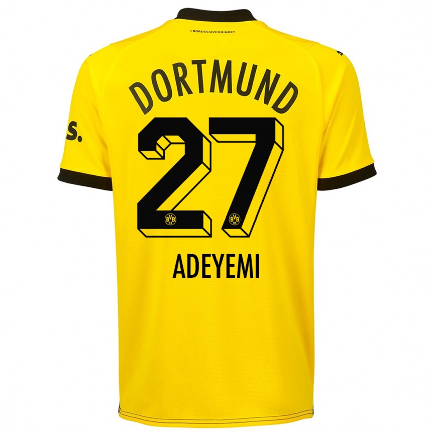 Damen Fußball Karim Adeyemi #27 Gelb Heimtrikot Trikot 2023/24 T-Shirt Luxemburg