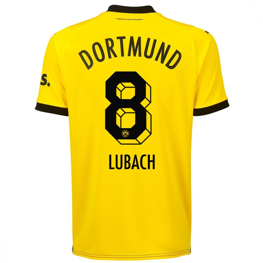 Damen Fußball Rafael Lubach #8 Gelb Heimtrikot Trikot 2023/24 T-Shirt Luxemburg