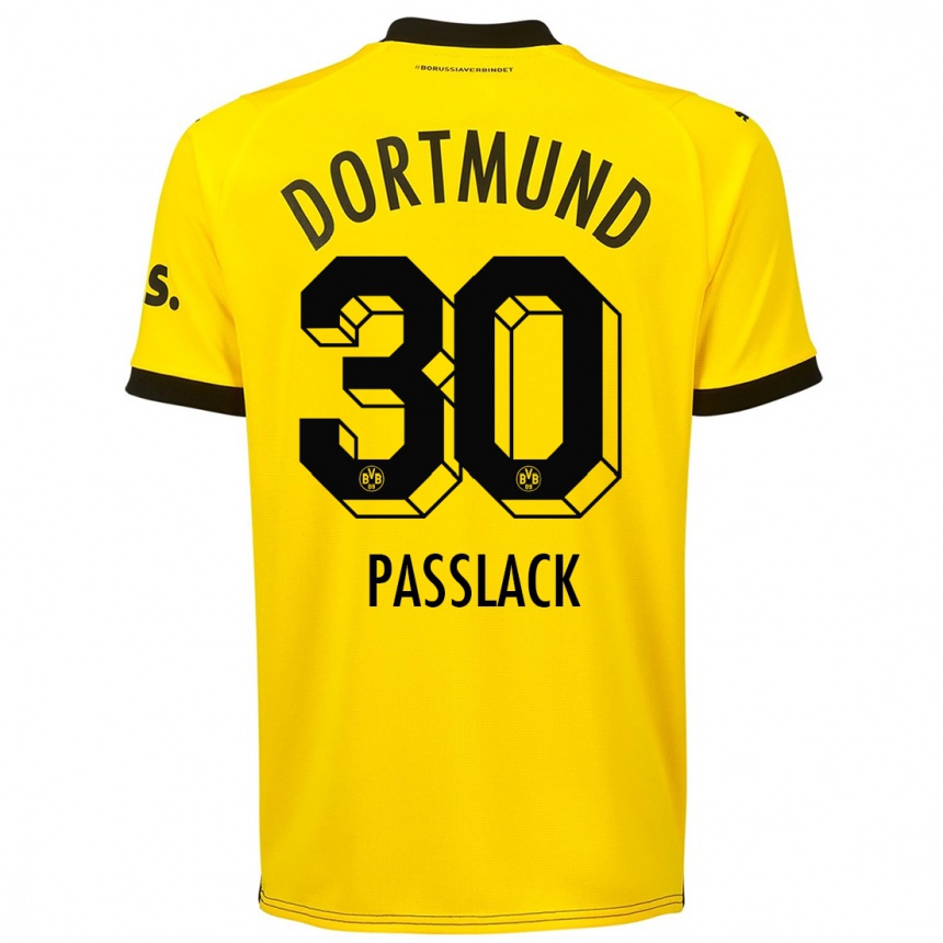 Damen Fußball Felix Passlack #30 Gelb Heimtrikot Trikot 2023/24 T-Shirt Luxemburg