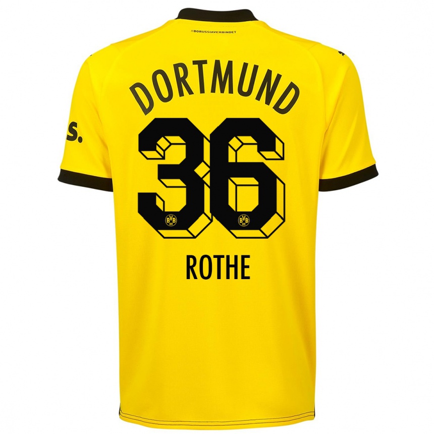 Damen Fußball Tom Rothe #36 Gelb Heimtrikot Trikot 2023/24 T-Shirt Luxemburg