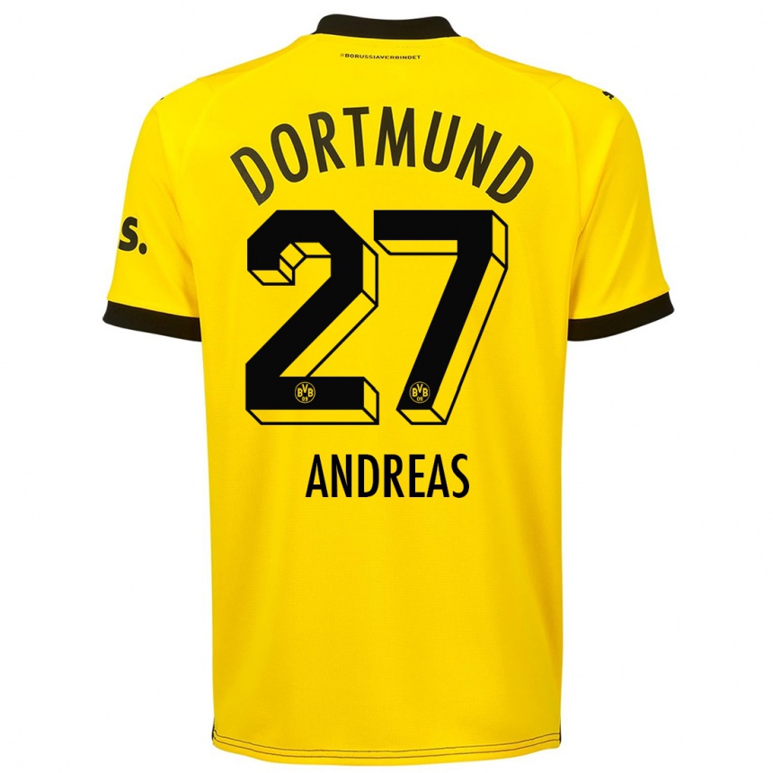 Damen Fußball Kuno Andreas #27 Gelb Heimtrikot Trikot 2023/24 T-Shirt Luxemburg