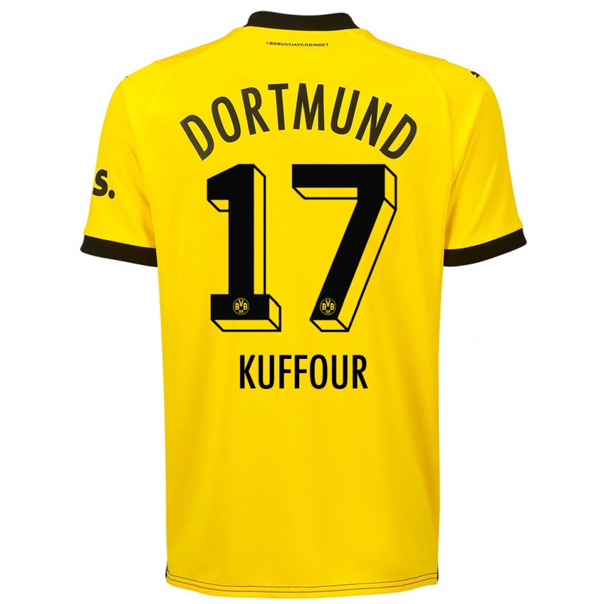 Damen Fußball Lloyd-Addo Kuffour #17 Gelb Heimtrikot Trikot 2023/24 T-Shirt Luxemburg