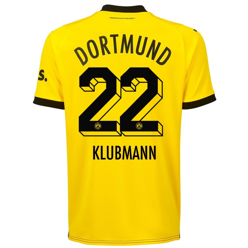 Damen Fußball Leon Klubmann #22 Gelb Heimtrikot Trikot 2023/24 T-Shirt Luxemburg