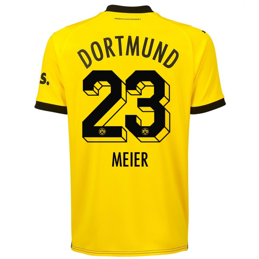 Damen Fußball Maximilian Meier #23 Gelb Heimtrikot Trikot 2023/24 T-Shirt Luxemburg