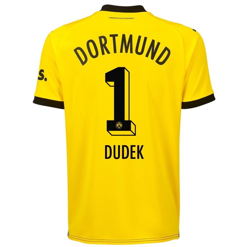 Damen Fußball Daniel Dudek #1 Gelb Heimtrikot Trikot 2023/24 T-Shirt Luxemburg