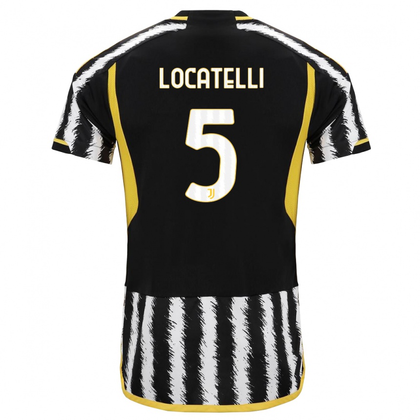 Damen Fußball Manuel Locatelli #5 Schwarz-Weiss Heimtrikot Trikot 2023/24 T-Shirt Luxemburg