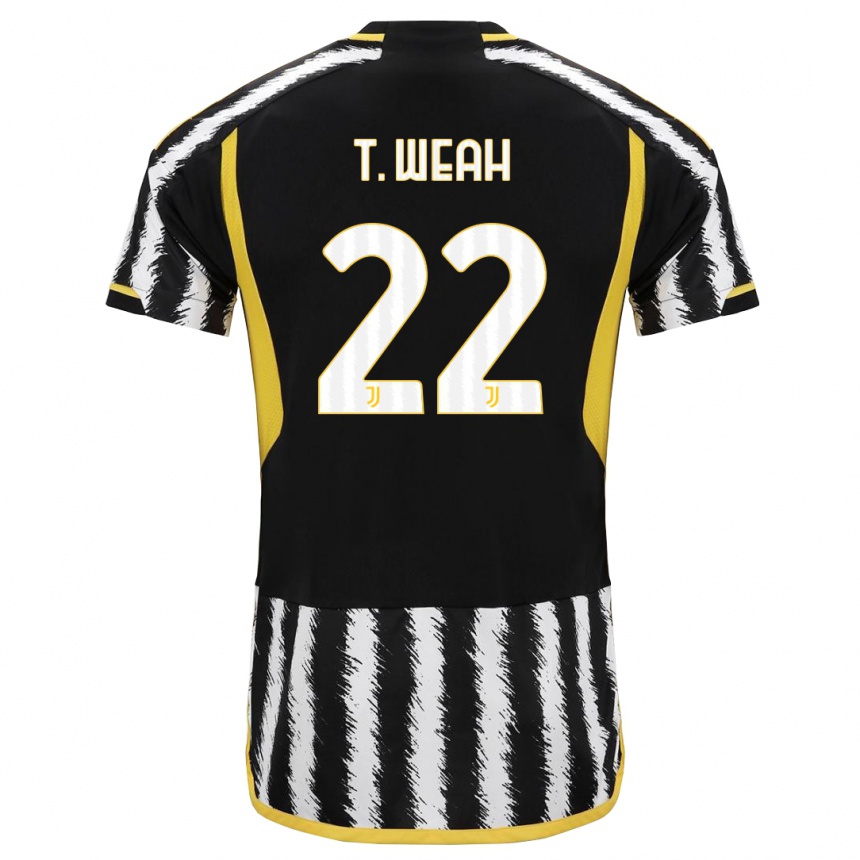 Damen Fußball Timothy Weah #22 Schwarz-Weiss Heimtrikot Trikot 2023/24 T-Shirt Luxemburg