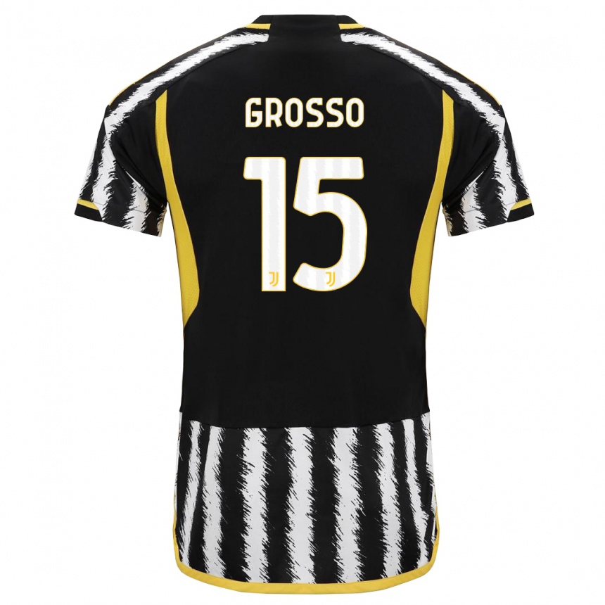 Damen Fußball Julia Grosso #15 Schwarz-Weiss Heimtrikot Trikot 2023/24 T-Shirt Luxemburg