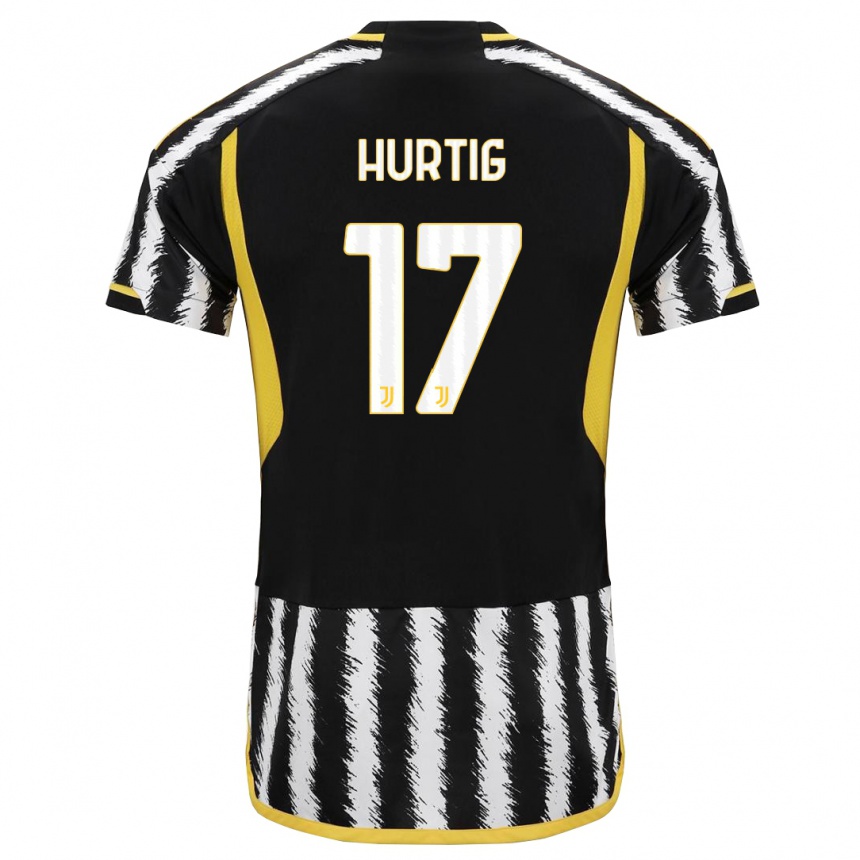 Damen Fußball Lina Hurtig #17 Schwarz-Weiss Heimtrikot Trikot 2023/24 T-Shirt Luxemburg